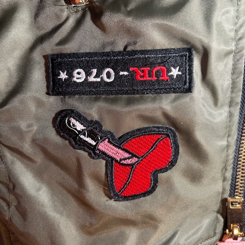 Urban Republic Sequence Patched Kid Girl's Bomber Jacket | Green | - Picture 5 of 6